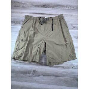 VTG Columbia XL Khaki Nylon Mesh-Lined Cargo Shorts 2000s Drawstring Gorpcore